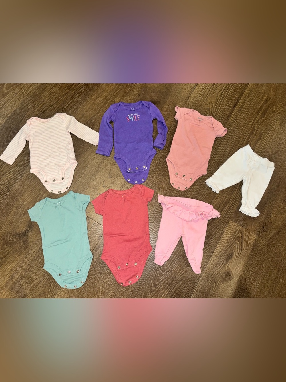 Mixed Color Baby Bodysuit Set - Purple, Pink, Coral, Teal, Red, Newborn